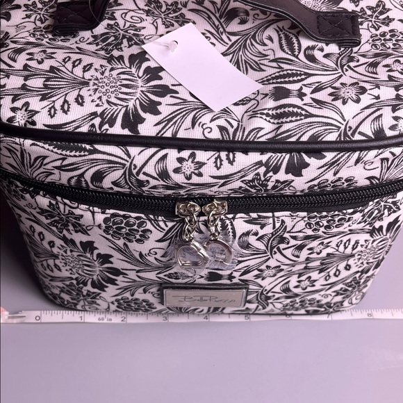 Bella Russo Black White Floral Flower Cosmetic Bag Case NWT - Picture 12 of 13